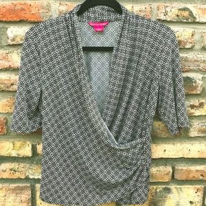 Ladies Sunny Leigh Black & White Wrap Top - M/L
